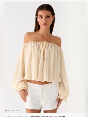 Peppermayo Cream Off-Shoulder Blouse